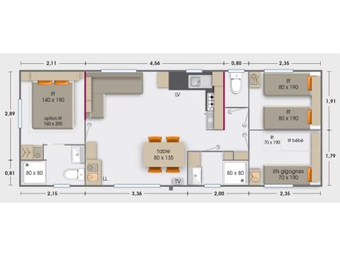 Mobilhome 6 personnes - 6 pers 2 sdb clim