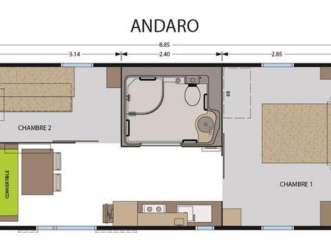 CASA MOBILE 4 persone - Standard 30m² (2 camere da letto) - adatto a persone con mobilità ridotta
