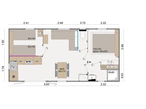 CASA MOBILE 4 persone - Comfort 30m² (2 camere) - terrazza semi-coperta