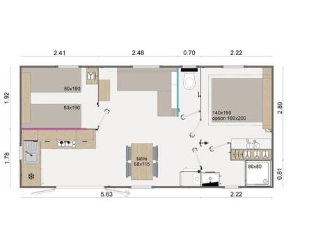 Mobile home 4 persons - Comfort 30m² (2 bedrooms) - semi covered terrace