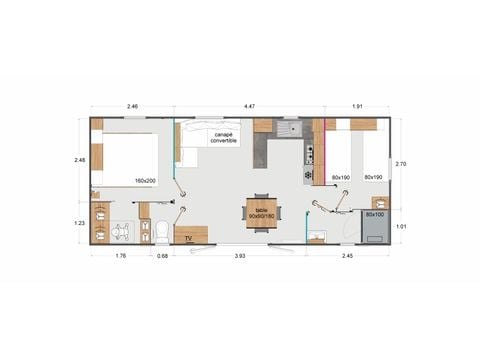 Mobile home 4 persons - Premium 36m² (2 bedrooms) - semi covered terrace