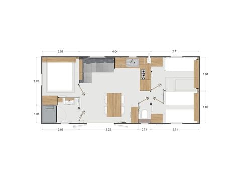 Mobile home 6 persons - Confort 35M2 (3bed-6 pers) + covered terrace