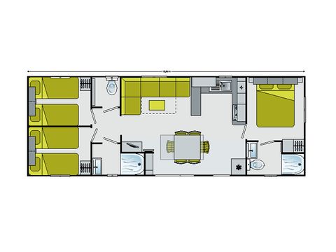 CASA MOBILE 6 persone - Mobil Home Premium 41m2 (3bed-6pers) + 2 bagni + aria condizionata
