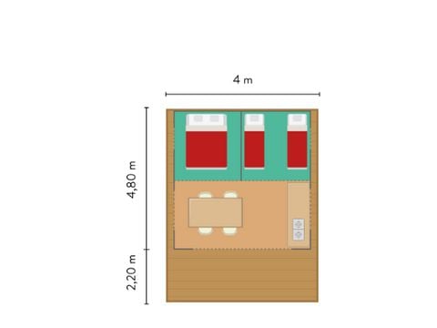 TENTE TOILE ET BOIS 4 personnes - Ponza 20m² - 2 chambres - sans sanitaires