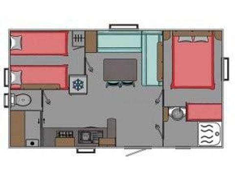 Stacaravan 4 personen - Cottage Loisirs 24m² - 2 kamers (zonder televisie)