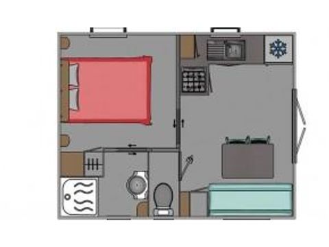 CASA MOBILE 2 persone - Cottage Confort 20m² - 1 camera da letto + televisione