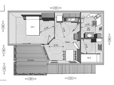 CHALET 4 personas - Chalet Confort PMR 2 habitaciones 35m² + Terraza + TV