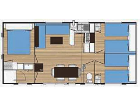 Stacaravan 6 personen - Gezinswoning - 3 slaapkamers