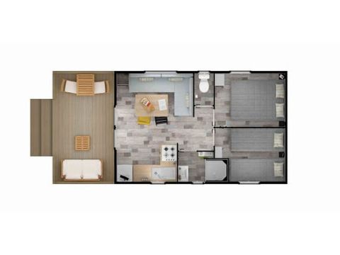 MOBILHOME 4 personas - 2 dormitorios - Terraza integrada