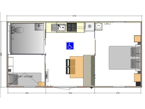 Mobile home 4 persons - 2 bedrooms - Reduced mobility