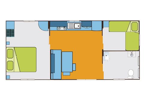 CASA MOBILE 6 persone - Helios (PMR) 2 camere da letto 4/6 persone