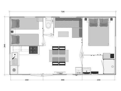 Mobilheim 4 Personen - Kervoyal CONFORT 29m² (2 Schlafzimmer) + überdachte Terrasse + TV