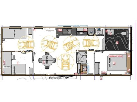 Mobilhome 5 personnes - PMR Berric PREMIUM (3 chambres) 44m² + terrasse couverte 18m²+ TV + lave vaisselle