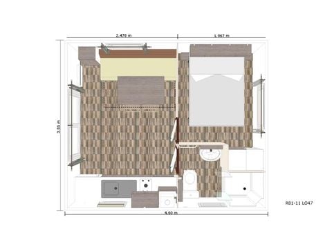 Mobile home 2 persons - CLASSIC 18-1 >10years - max 2 adults - TV, 1 bedroom, approx. 18m