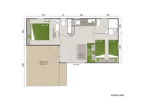 Stacaravan 7 personen - PREMIUM LOGGIA