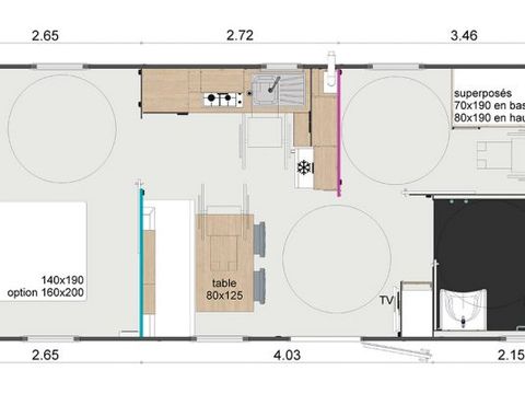 MOBILHEIM 4 Personen - Komfort PMR 2 Zimmer mit Terrasse