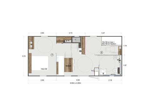 BUNGALOW 5 personnes - 2 chambres PMR