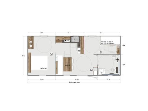 MOBILHOME 5 personnes - 2 chambres PMR