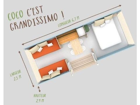 Glamping tent 4 persons - COCO - SWEET without sanitary facilities