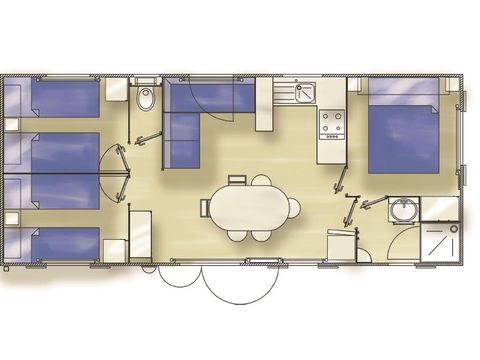 Stacaravan 6 personen - Comfort (3 slaapkamers)