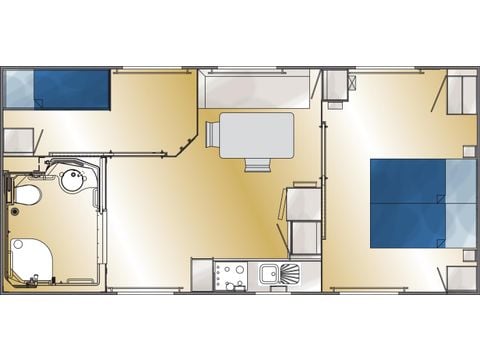 Mobilheim 4 personen - für Personen mit eingeschränkter Mobilität (2 Zimmer)