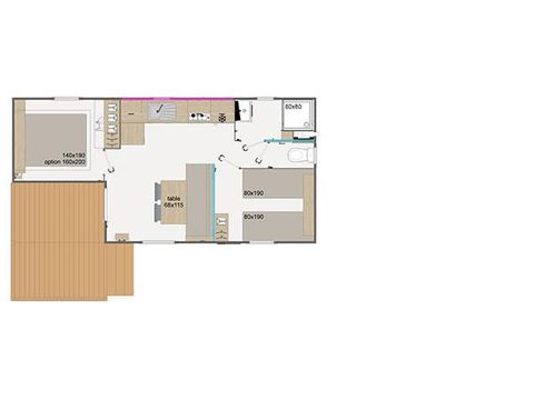 Casa mobile 5 persone - Cottage Bamboo Famiglia Bambino