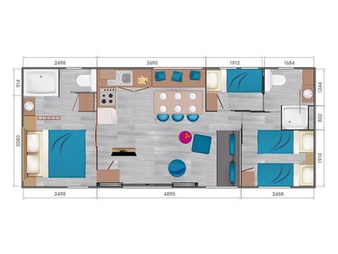 Mobilheim 6 Personen - Lodge Les Voiles 40m² Premium (3 Zimmer)