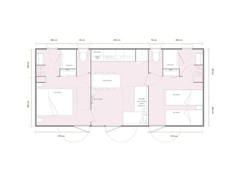MOBILHOME 4 personas - 33m² Confort (2 habitaciones + 2 baños)