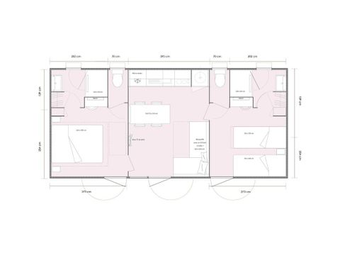 MOBILHEIM 4 Personen - 33m² Komfort (2 Schlafzimmer + 2 Bäder)
