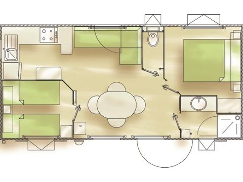MOBILHOME 4 personas - 30m² Estándar (2 habitaciones) - Terraza