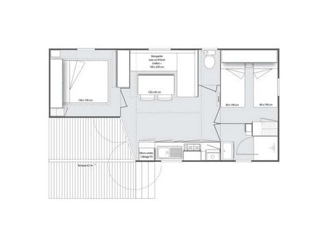 MOBILHOME 4 personas - 24m² Confort (2 habitaciones) con terraza semicubierta 7,5m².