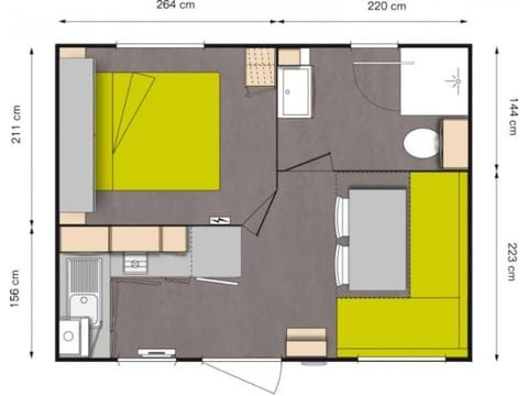 MOBILHOME 2 personas - 17,8 m² Estándar (1 dormitorio)