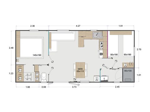Casa mobile 2 persone - FLORES MH2 32 m² Prezzo per - 2 persone