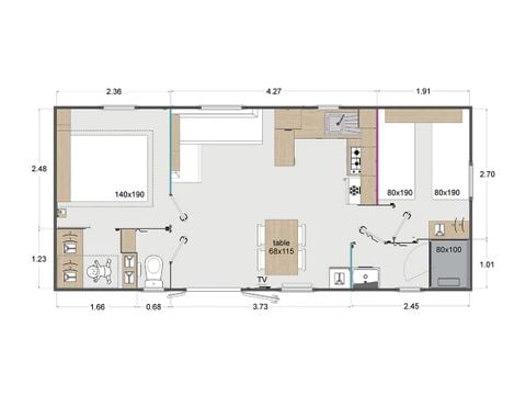 Stacaravan 2 personen - FLORES MH2 32 m² Prijs voor