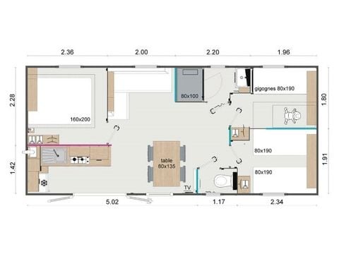 Mobile home 6 persons - Familia (3 Bedrooms)