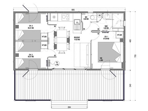 Chalet 8 persons - Chalet Confort 3 bedrooms