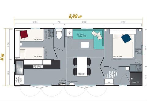 Stacaravan 4 personen - PREMIUM - 32m² - 2 kamers + terras