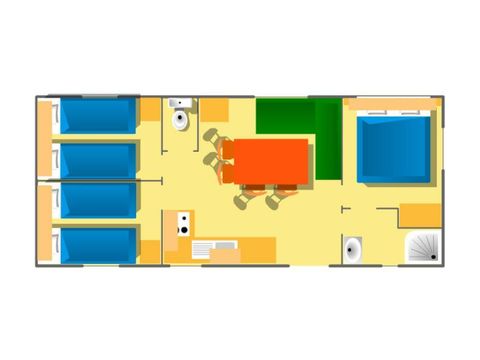 MOBILHOME 4 personas - CONFORT - 32m² - 3 habitaciones + terraza