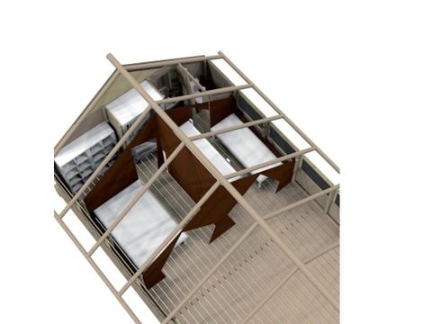 Canvas and wooden tent 5 persons - Crusoe with sanitary facilities. Arrival 4pm Departure 10am. Max