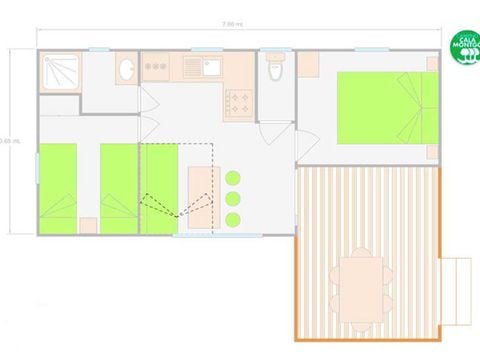 MOBILHOME 4 personas - BÁSICO - AIRE ACONDICIONADO - SÁBANAS - TOALLAS - WIFI