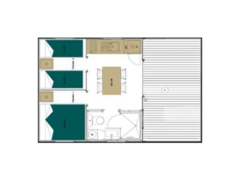 Tenda in tela e legno 5 persone - Tenda Safari | Tenda Safari | 2 Camere da letto | 4/5 Persone | Terrazza singola