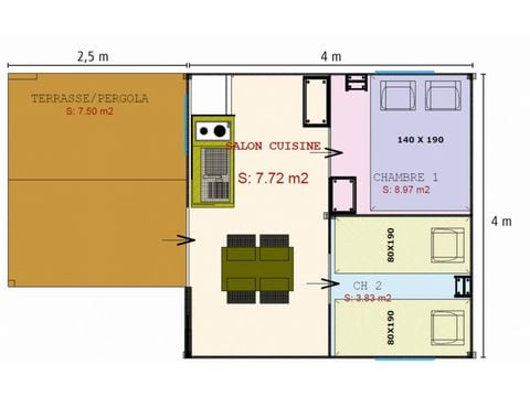 Zelt 4 Personen - 2 Zimmer