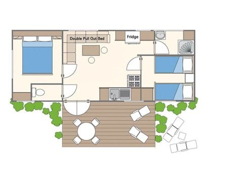 MOBILHOME 6 personnes -  Classic | 2 Ch. | 4/6 Pers. | Terrasse surélevée non couverte