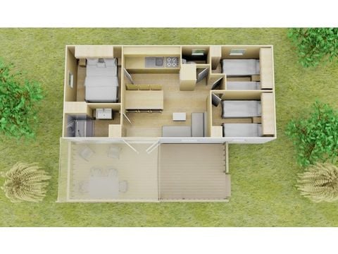 BUNGALOW 6 personnes - Comfort XL | 3 Ch. | 6 Pers. | Terrasse surélevée | Clim.