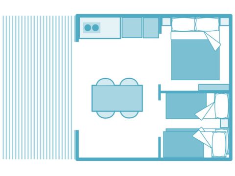 Tente en toile et en bois 5 personnes - ECO Lodge 2ch 5pers sans sanitaire