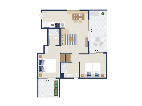 Apartement 4 Personen - 2 Zimmer 4 Pers.