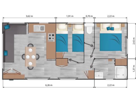 Stacaravan 4 personen - Comfort + 2 CH 4 pers