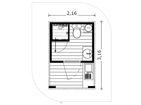 Pitch - Premium pitch for tents, caravans and motorhomes with private sanitary facilities + kitchen area
