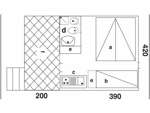 BUNGALOW 4 personnes - En dur - une pièce