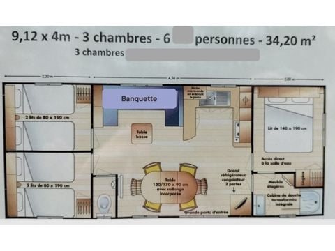 MOBILHOME 6 personnes - Nouveau 3 chambres